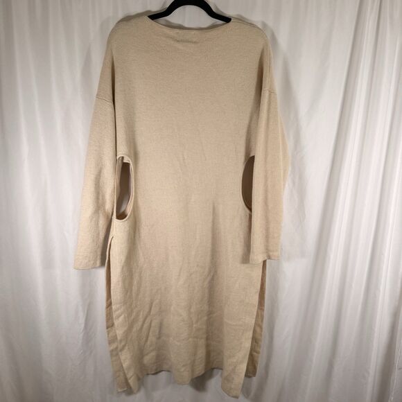 Rachel Comey Baby Alpaca Dress Women's Large Ivory Long Sleeve Side Cutouts - Picture 11 of 14